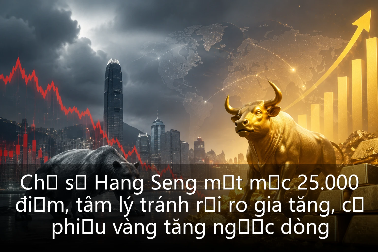 Chỉ số Hang Seng mất mốc 25.000 điểm, tâm lý tránh rủi ro gia tăng, cổ phiếu vàng tăng ngược dòng