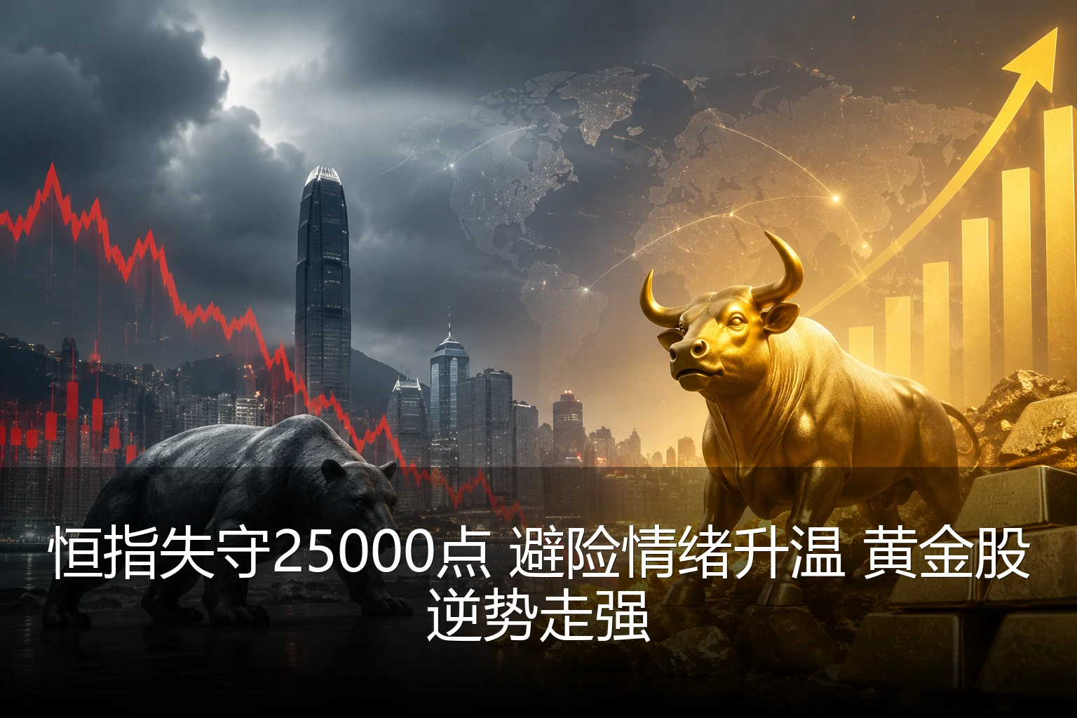 恒指失守25000点 避险情绪升温 黄金股逆势走强