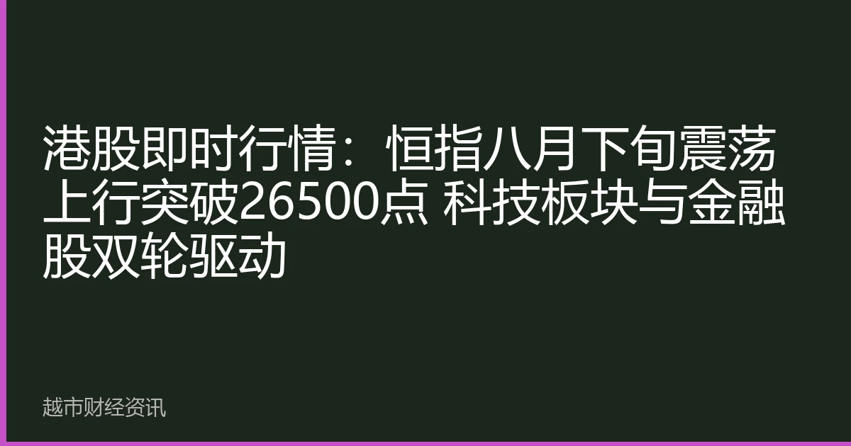 港股即时行情：恒指八月下旬震荡上行突破26500点 科技板块与金融股双轮驱动