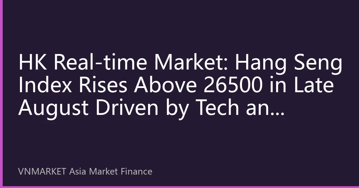 HK Real-time Market: Hang Seng Index Rises Above 26500 in Late August Driven by Tech and Financial Sectors